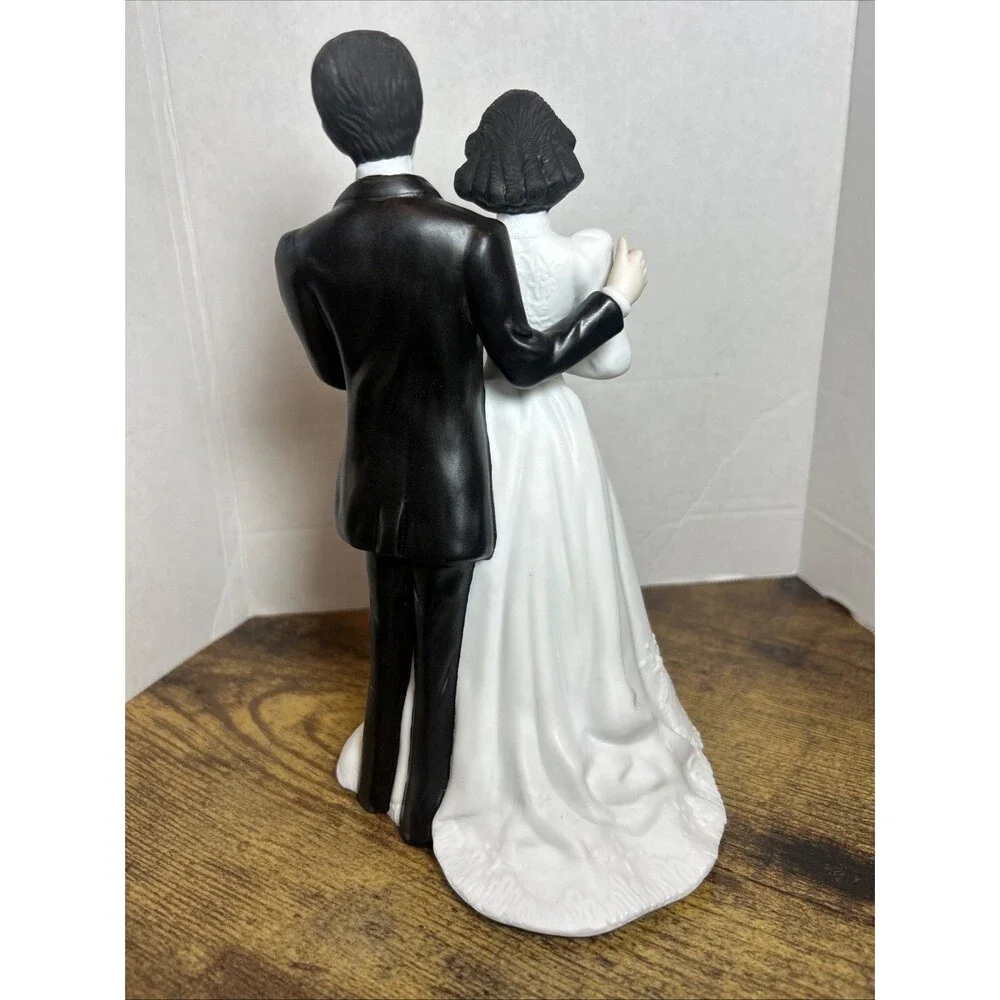 Vtg Porcelain Wedding Figurine Bride Groom Table Decor 8.5” Bridal Shower Love